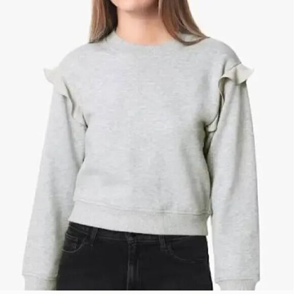 Joe's Jeans Satellite Sweatshirt Ruffle Long Sleeve Cropped Gray NWT Size Medium - Picture 1 of 7